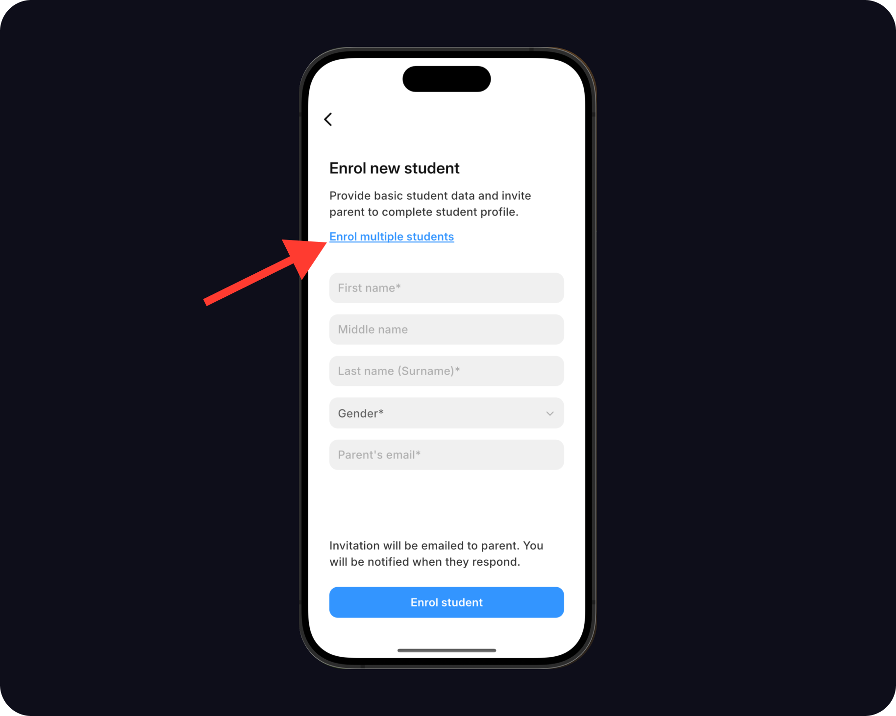 Enrol multiple students screenshot