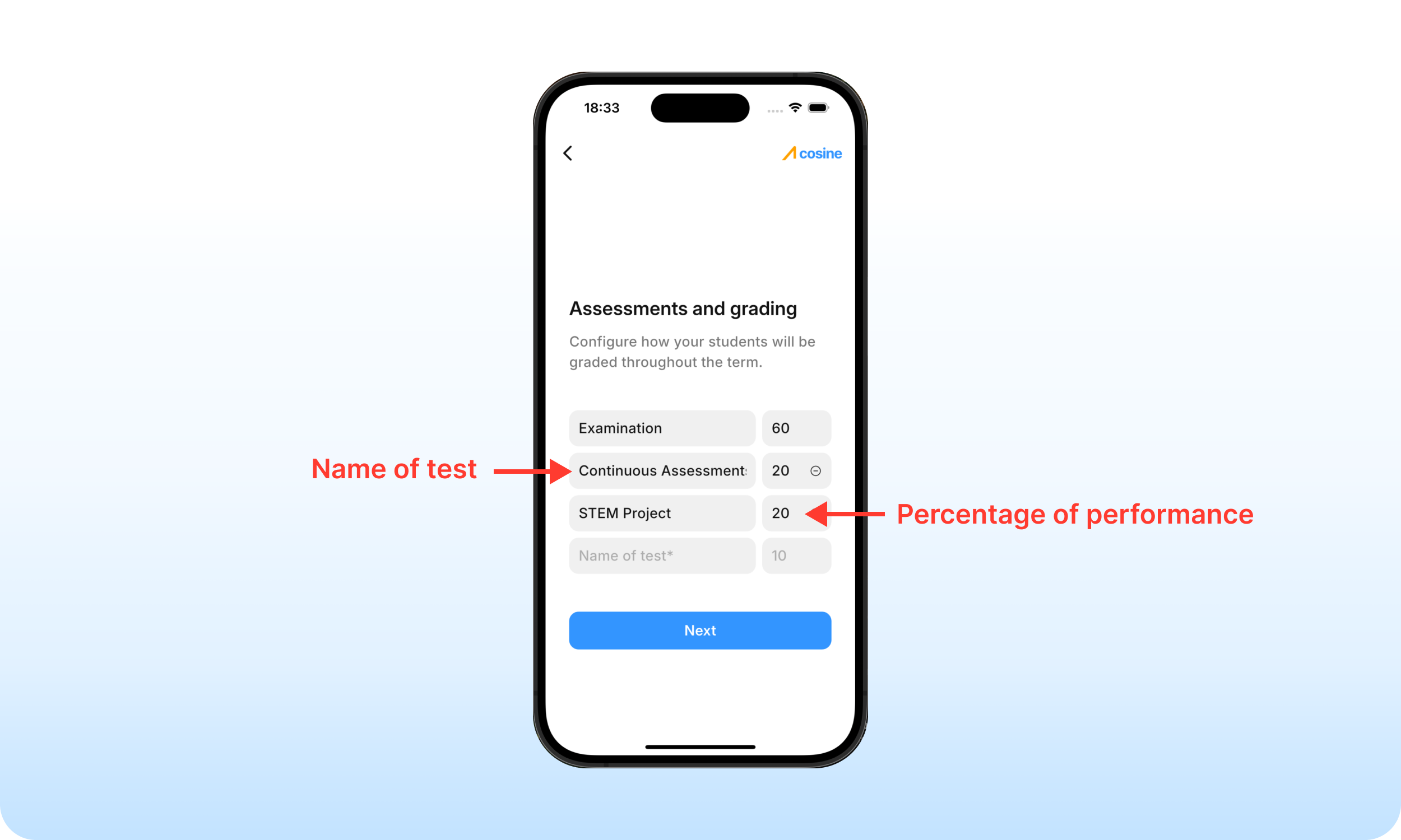 Assessment configuration screenshot